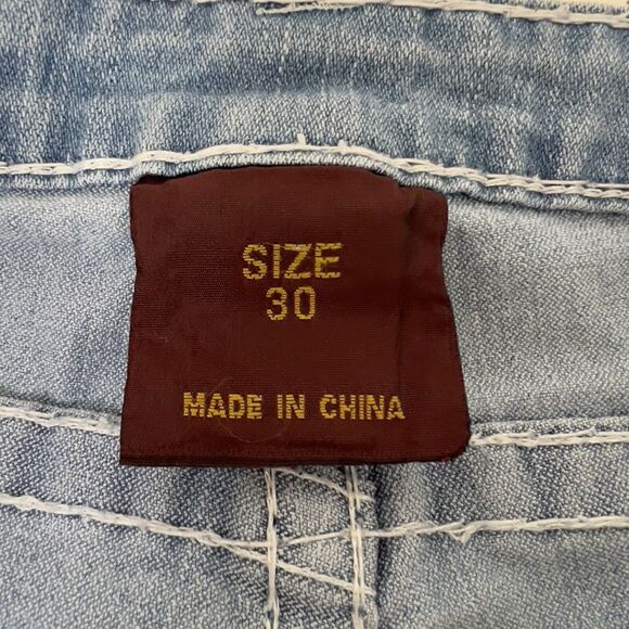 True Religion Jeans Women's 30 Light Wash Denim White Stitching Flap Pocket Joey - Picture 3 of 7